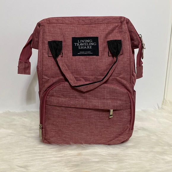 Handbags - Baby Diaper Bag Maroon With Gray interior NWOT